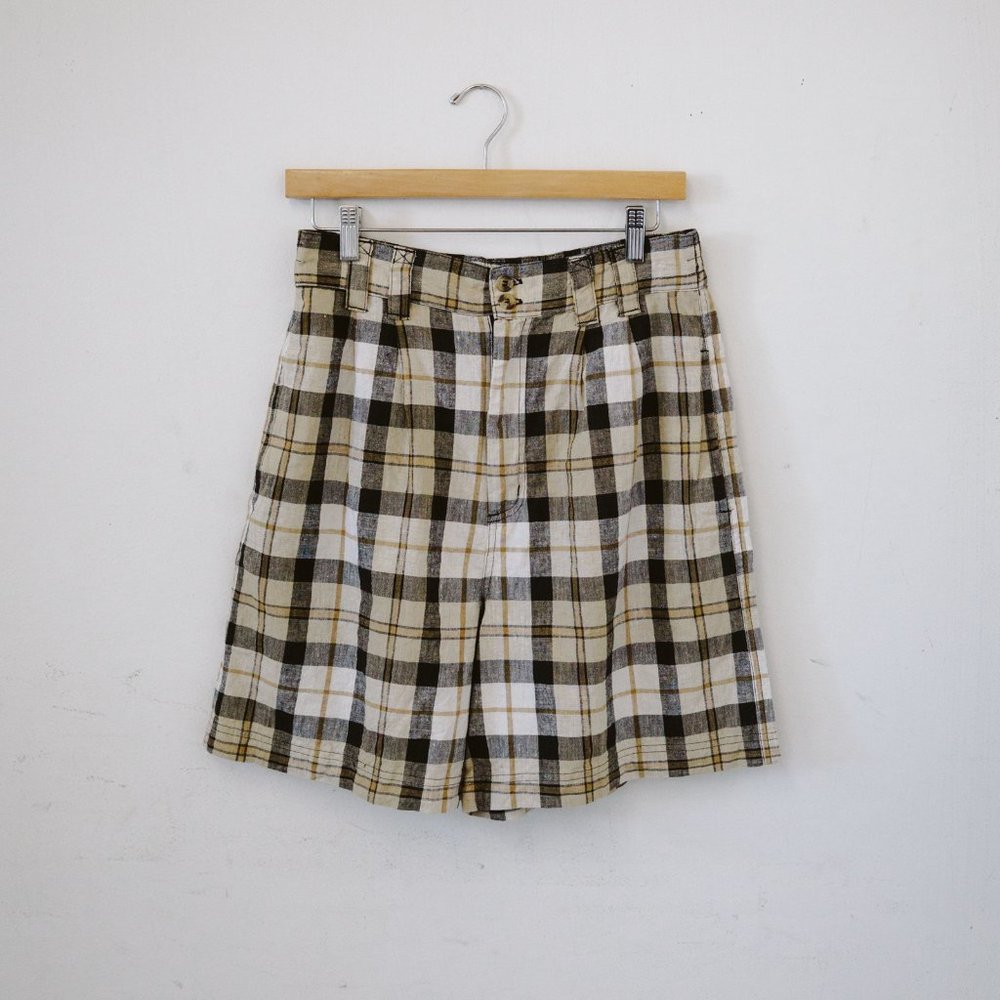 1980s Check Shorts-Union Khaki